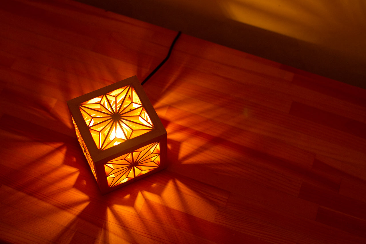 Kinoakari: Desk Lamp - Asanoha Cube S ASA-12