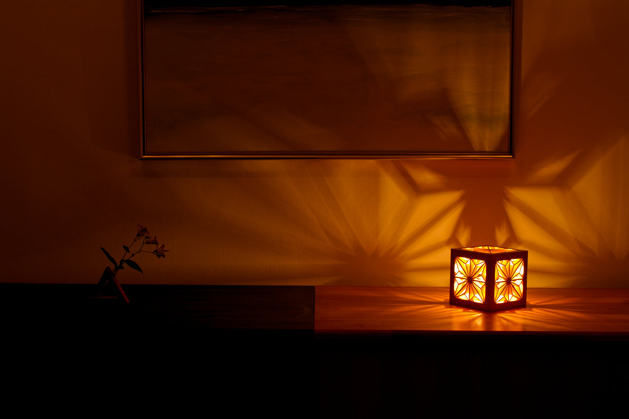 Kinoakari: Desk Lamp - Asanoha Cube S ASA-12