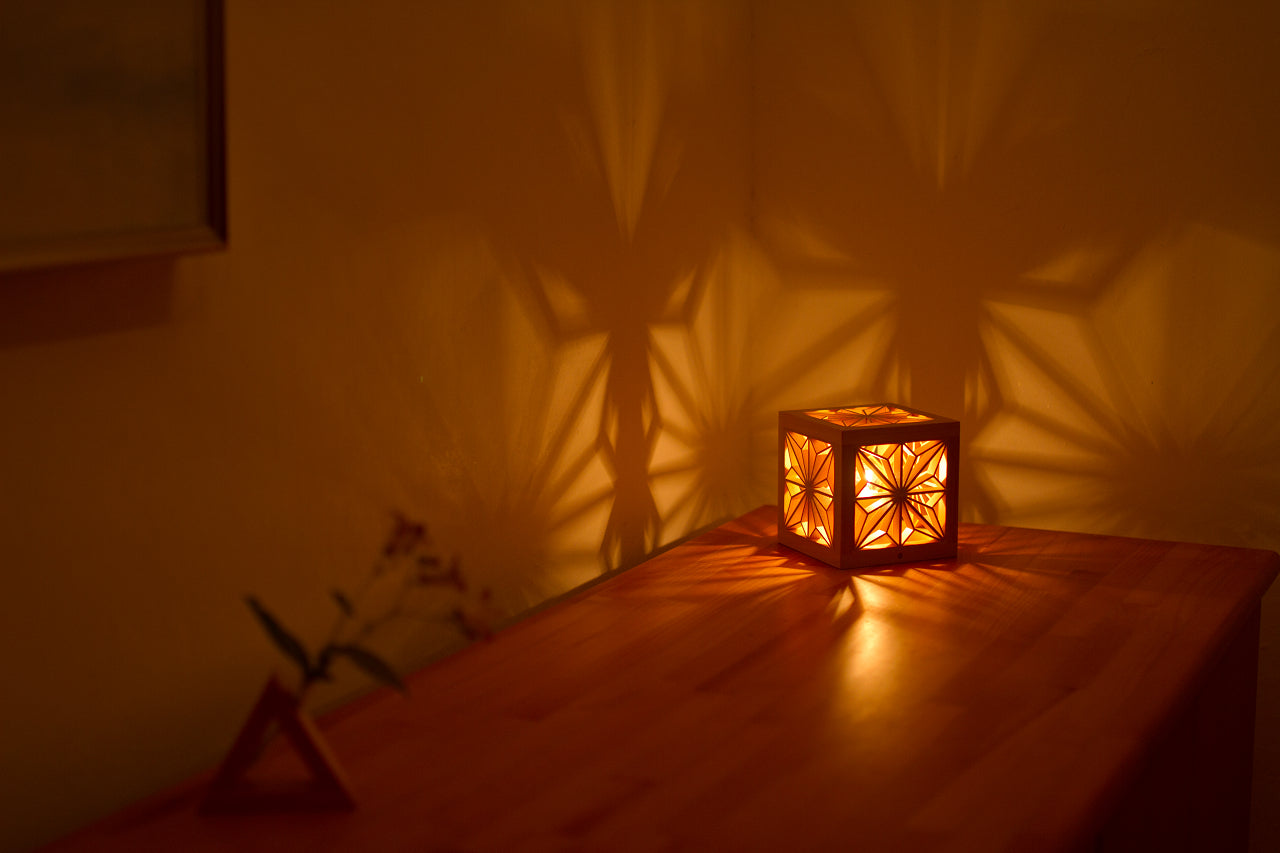 Kinoakari: Desk Lamp - Asanoha Cube S ASA-12