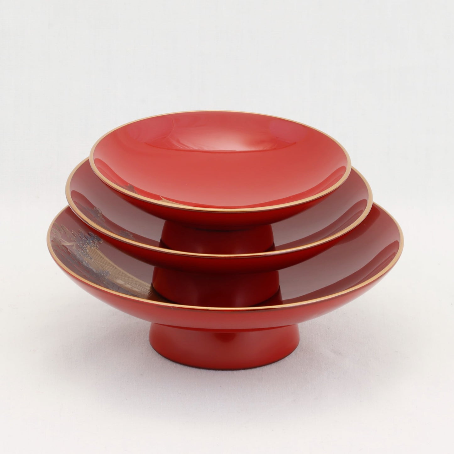 Kato Lacquerware: Wajima Lacquerware Toso Set – Bulging Body Form with Landscape Maki-e