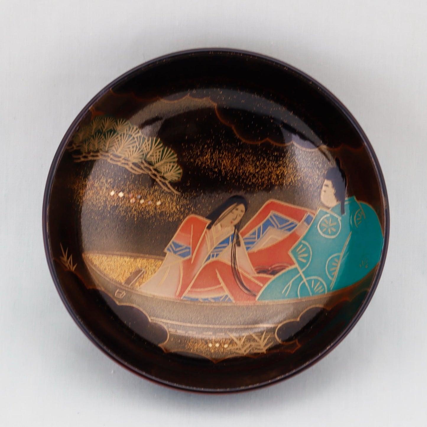 Kato Lacquerware: Wajima Lacquerware Kikko Soup Bowl Set — Tale of Genji Maki-e