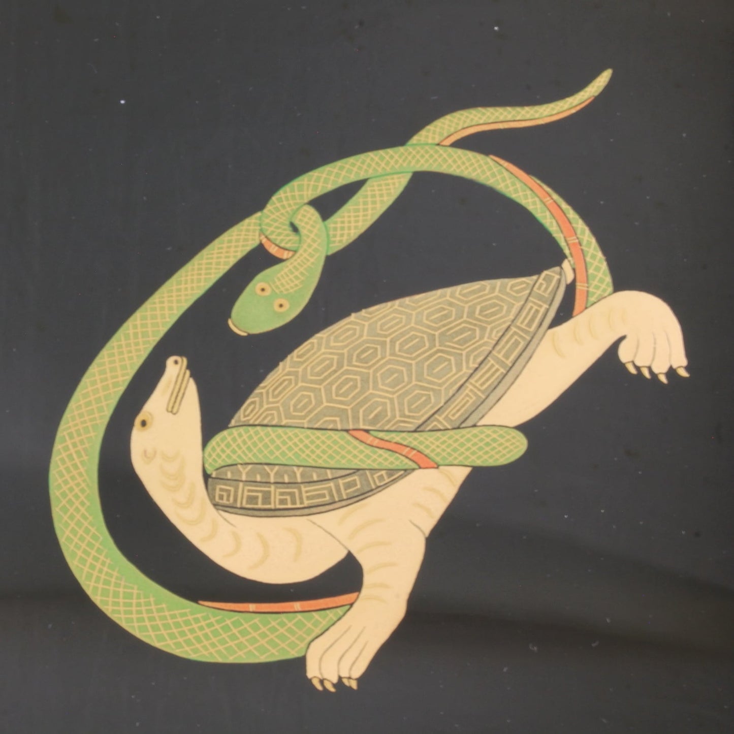 Kato Lacquerware: Wajima Lacquerware Low Display Stand with Four Legs – Four Guardian Deities Maki-e
