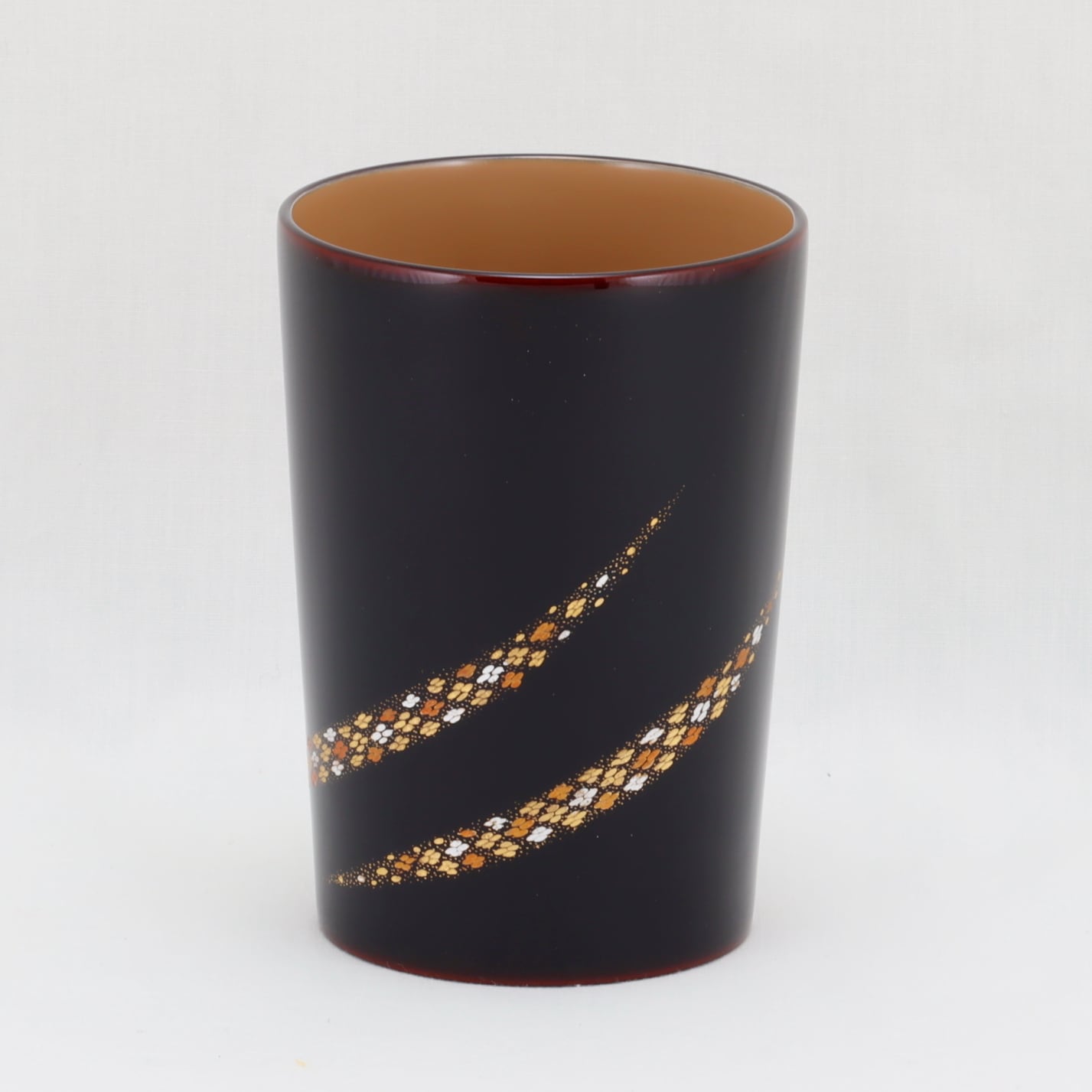 Kato Lacquerware: Wajima Lacquerware Pair of Tumblers with Kohana Chinkin