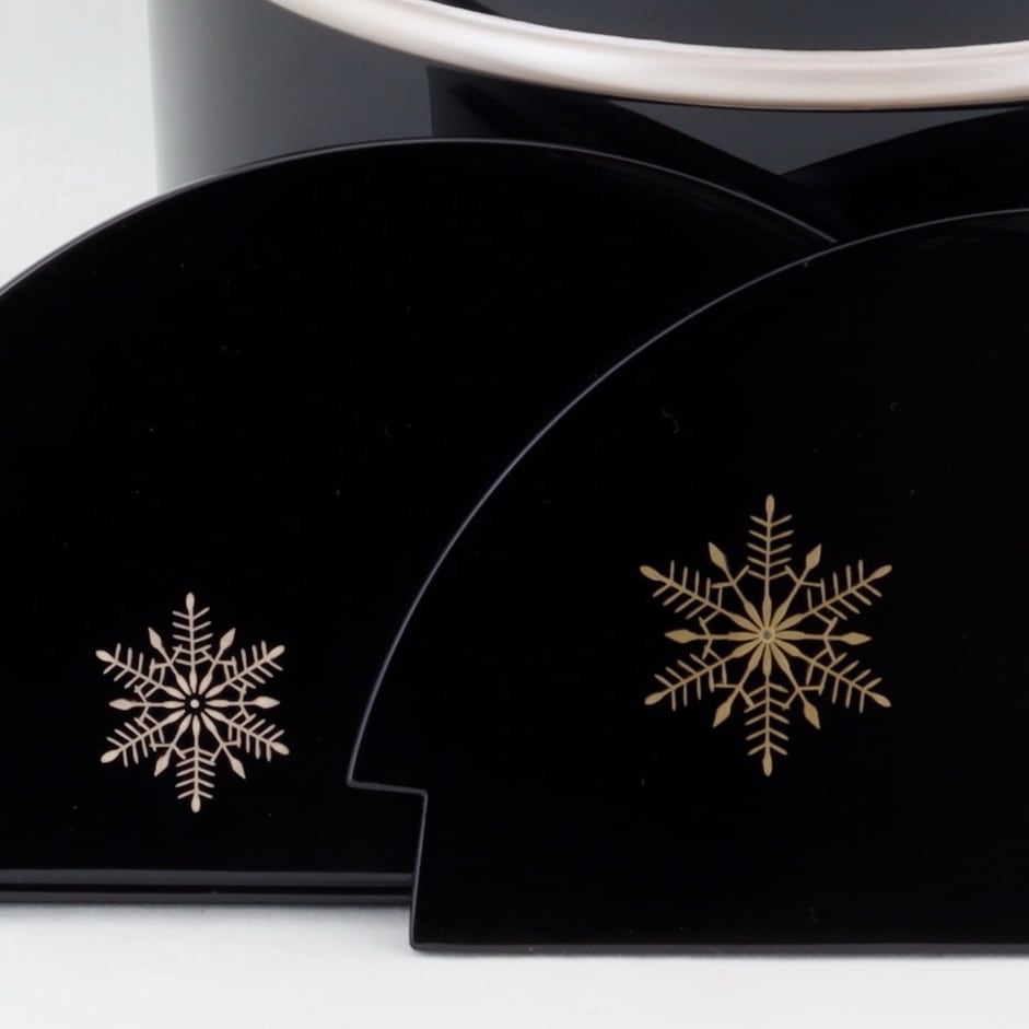 Kato Lacquerware: Wajima Lacquerware Ice Bucket with Snow Crystal Maki-e