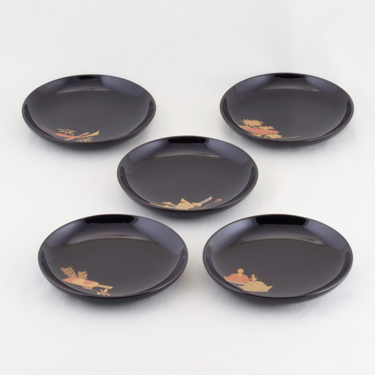 Kato Lacquerware: Wajima Lacquerware Individual Plates with Gogatsu Festival Maki-e