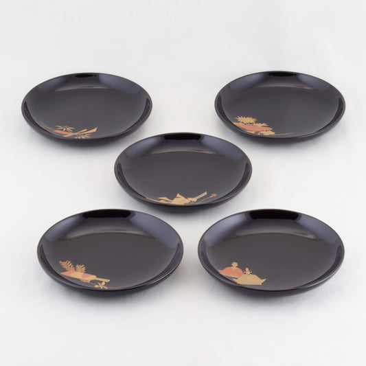Kato Lacquerware: Wajima Lacquerware Individual Plates with Gogatsu Festival Maki-e