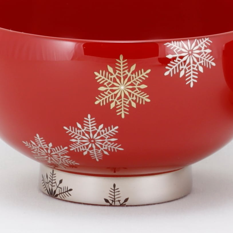 Kato Lacquerware: Wajima Lacquerware Snow Crystal Maki-e Couple Soup Bowl Set