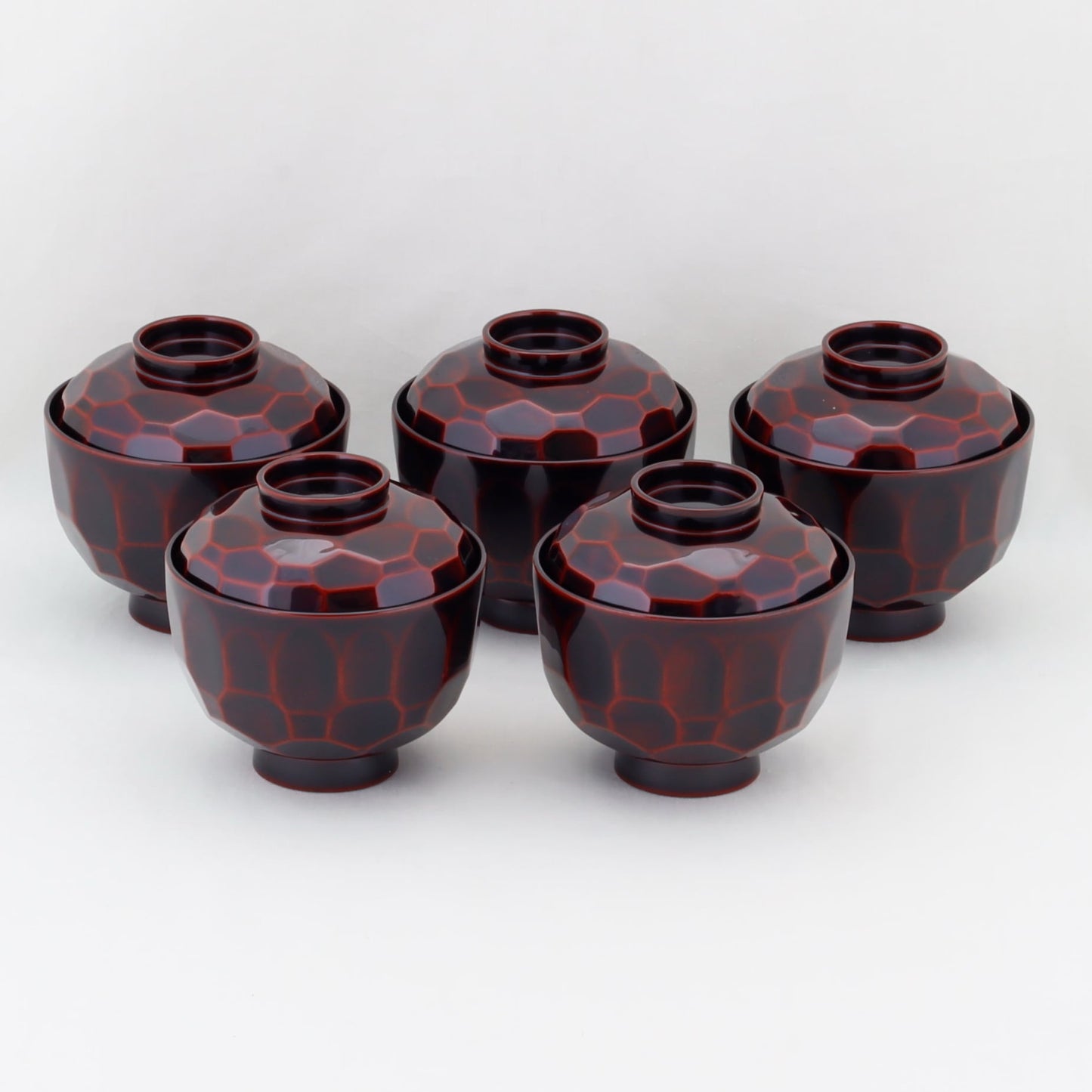 Kato Lacquerware: Wajima Lacquerware Kikko Soup Bowl Set — Tale of Genji Maki-e