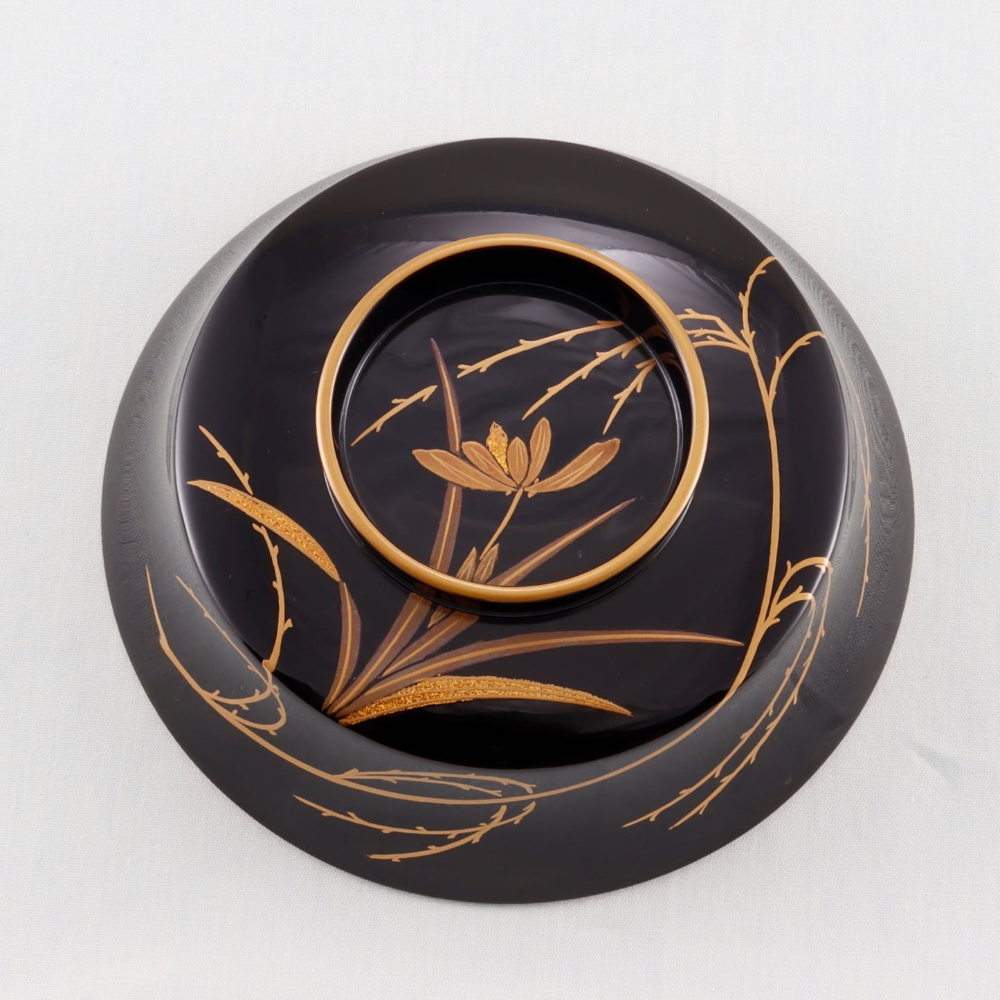 Kato Lacquerware: Wajima Lacquerware Square Nimono Bowl "Willow and Five Geese" Maki-e