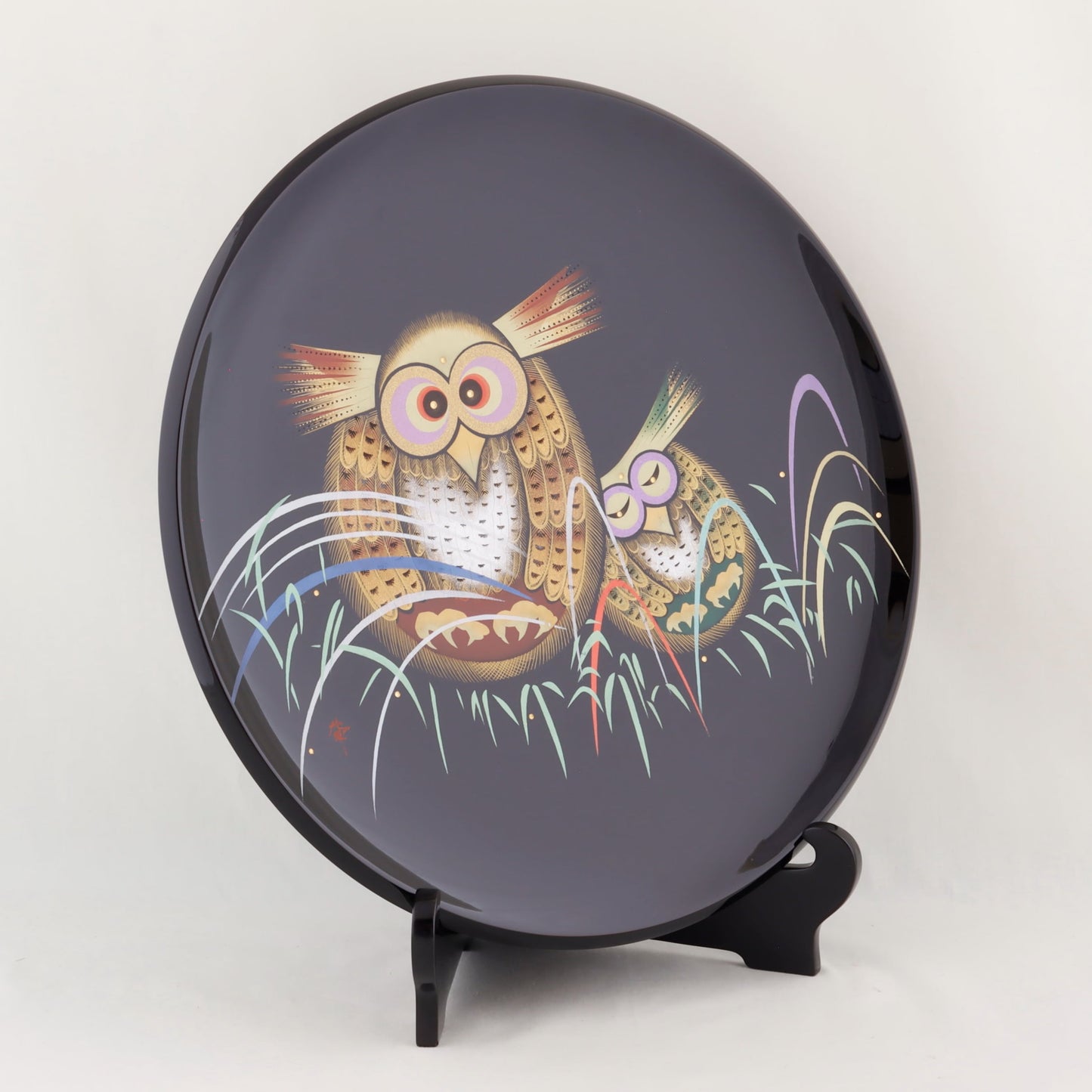 Kato Lacquerware: Wajima Lacquerware Decorative Plate with Fukufuku Chinkin