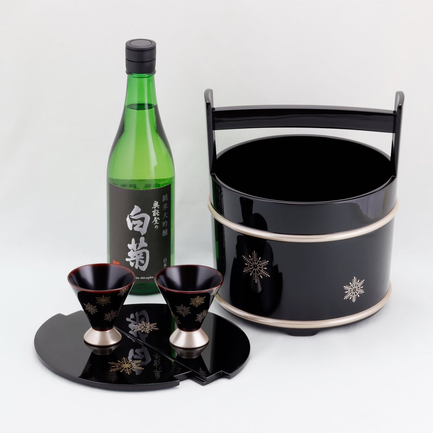 Kato Lacquerware: Wajima Lacquerware Ice Bucket with Snow Crystal Maki-e