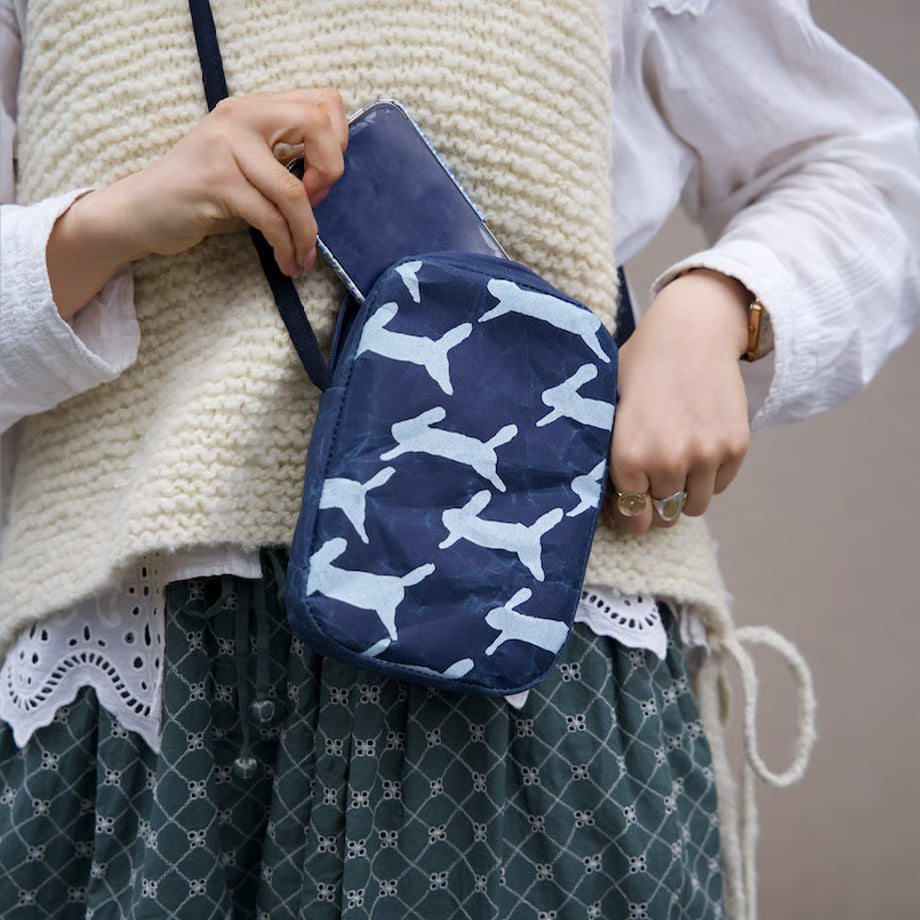 SIWA:  mina perhonen Washi Square Pochette – run run run Dark Blue