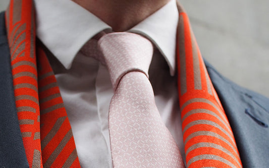 Tomita Sen Kogei: Silk Stole (Geometric / Orange × Beige)