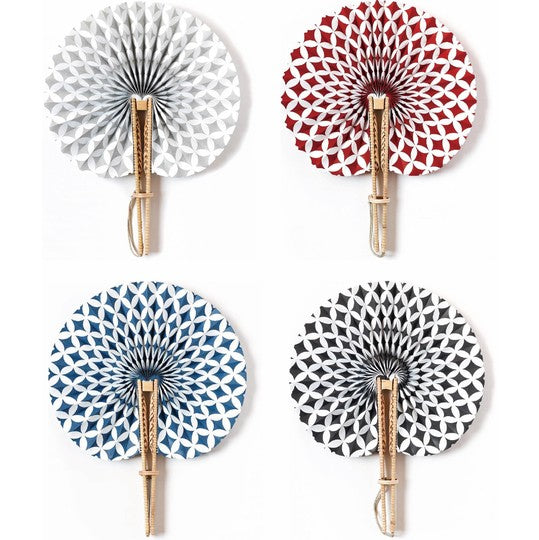 Kiuchi Tohzai: Folding Fan Crafted with Traditional Rattan Weaving - Red