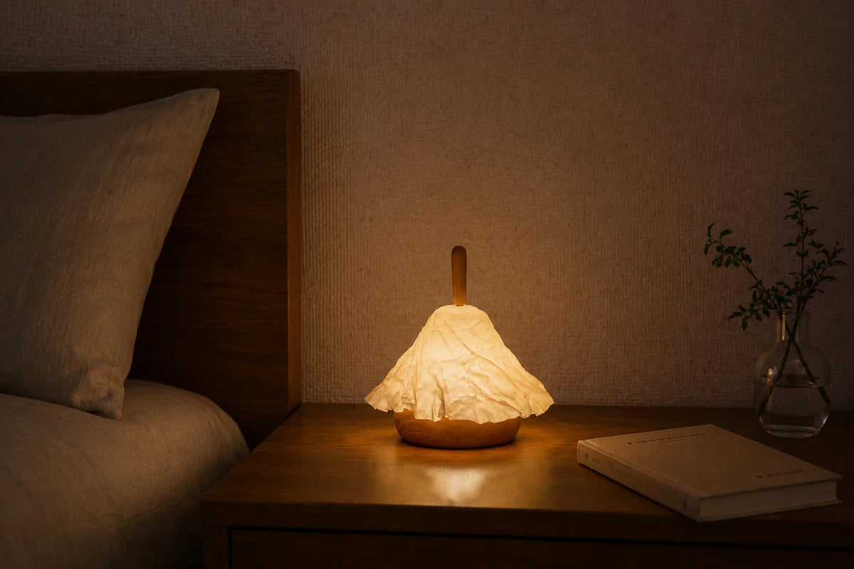 Sangenshi Kikuoka: Shami Lantern Portable Lamp – Red Oak